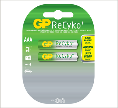 Photo of GP Recyko AAA NiMh Rechargeable Battery, 2pk